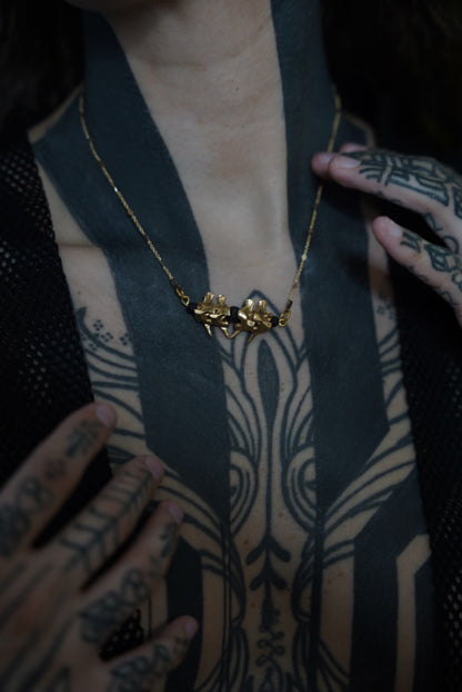 Snake Vertebrae & Stone Necklace