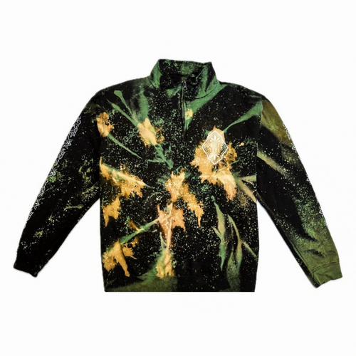 Unique Hand-Dyed Ornamental Zipper-Hoodie