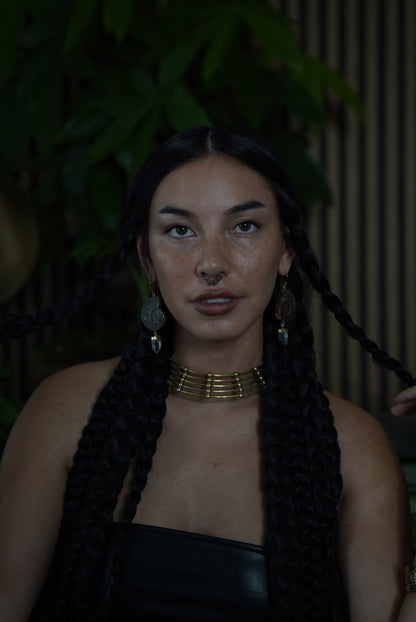 Fossil & Clear Quartz Earrings