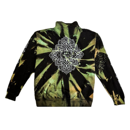 Unique Hand-Dyed Ornamental Zipper-Hoodie