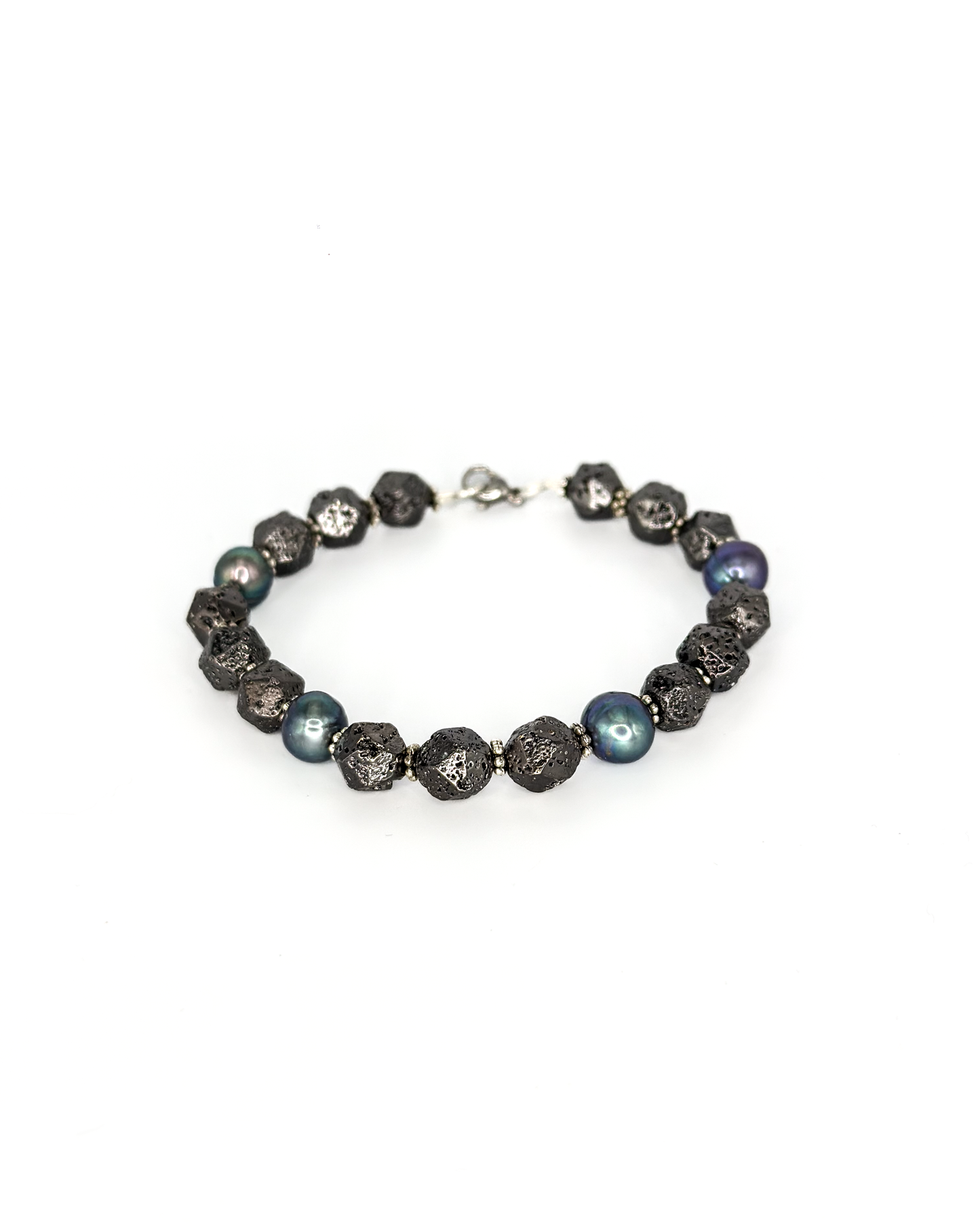 Lava Stone & Pearl Bracelet