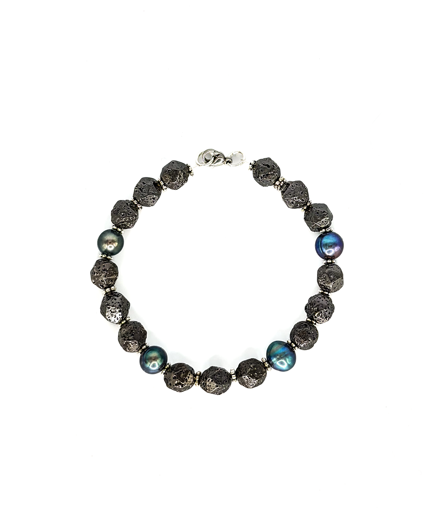 Lava Stone & Pearl Bracelet