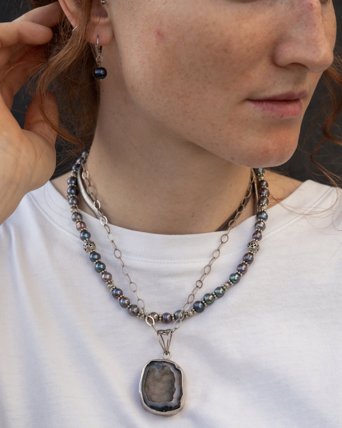 Chalcedony Geode Necklace