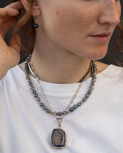 Chalcedony Geode Necklace