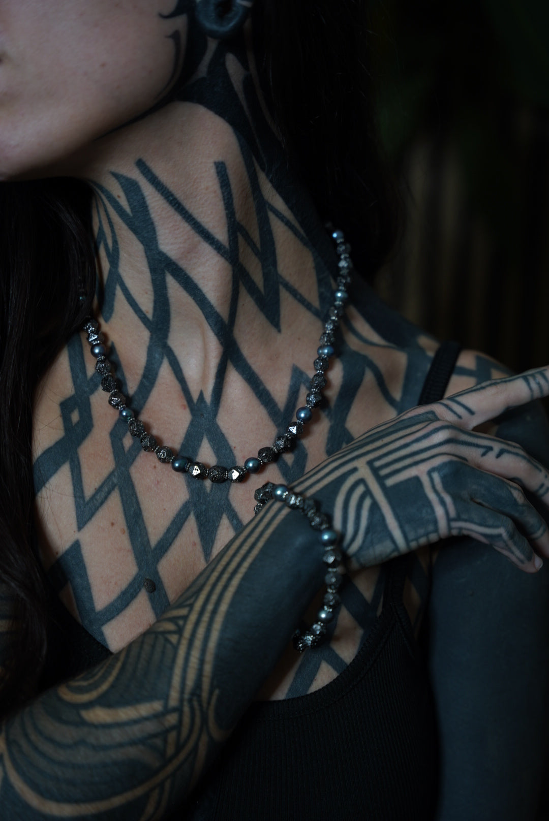 Lava Stone & Pearl Necklace