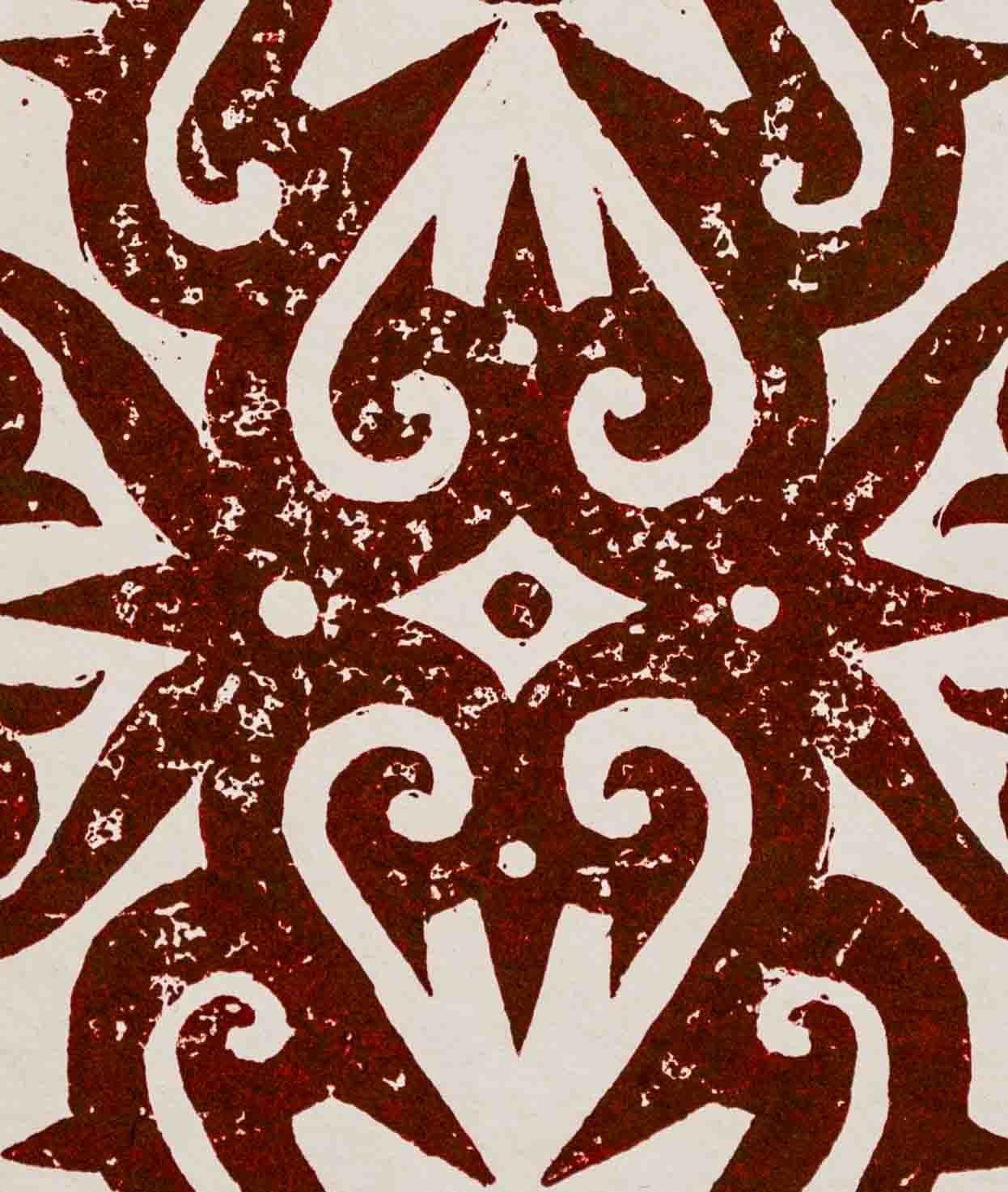 Borneo-Inspired Linocut Print (Vintage Red)