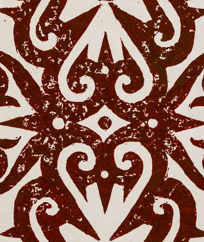 Borneo-Inspired Linocut Print (Vintage Red)