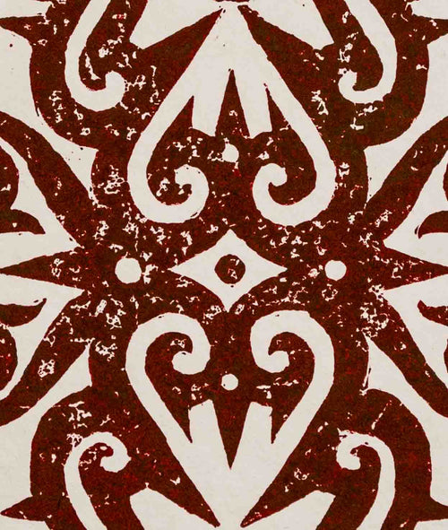 Borneo-Inspired Linocut Print (Vintage Red)