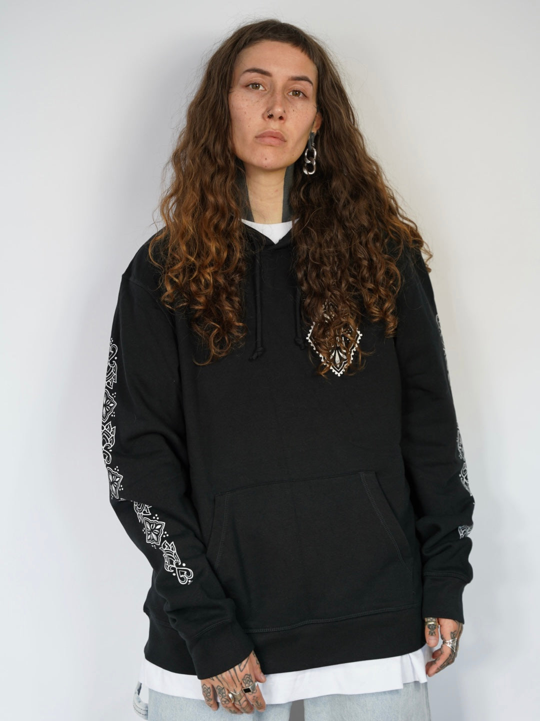 Black Ornamental Hoodie